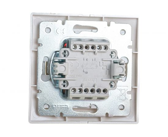 Двойной выключатель с подсветкой Lezard MIRA жемчужно-белый, перламутровый, со вставкой 701-3030-112 – изображение 2