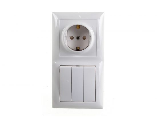 Комбинированный блок Кунцево-Электро СЕЛЕНА скрытой установки выключатель+розетка БКВР-416 8206 – изображение 2