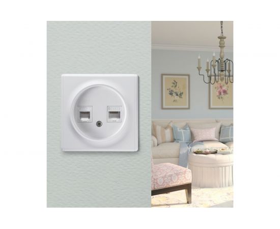 Двойная розетка телефон/компьютер OneKeyElectro RJ11/RJ45 кат.5e, цвет белый (уп.10 шт) 1E20801300 – изображение 2