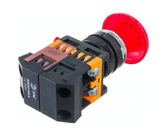 Кнопка ЭРА AELA22 Грибок, красный, d=22мм, неон, 240В, 1з+1р, 10/400/3200 Б0045630 – изображение 2