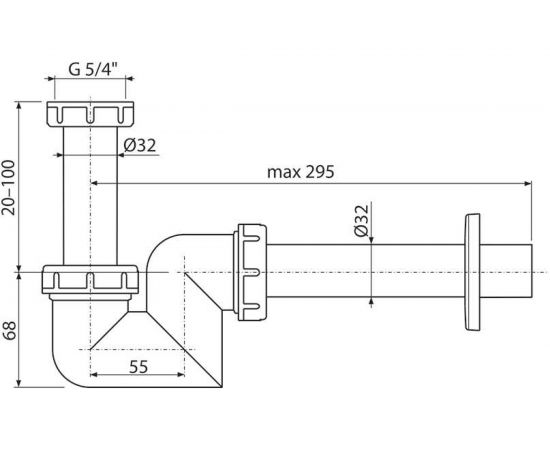 Сифон для умывальника и биде Alca Plast A45F пластик, диам.32 00023234 – изображение 2