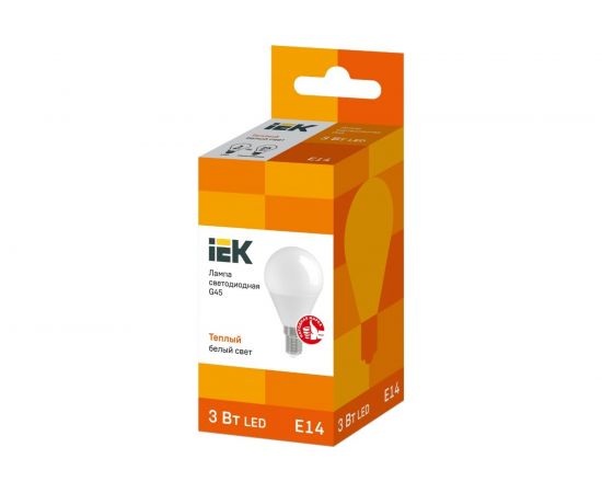 Светодиодная лампа IEK ECO G45 шар 3Вт 230В 3000К E14 LLE-G45-3-230-30-E14 – изображение 2
