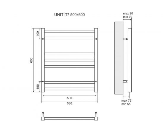 Водяной полотенцесушитель Lemark Unit П10 LM45810BL 500x800, черный LM45810BL – изображение 4