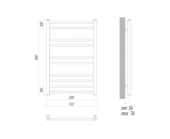 Водяной полотенцесушитель Lemark Ursus П10 500x800, хром LM72810 – изображение 4