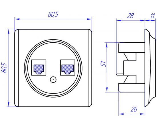 Двойная розетка телефон/компьютер OneKeyElectro RJ11/RJ45 кат.5e, цвет белый (уп.10 шт) 1E20801300 – изображение 4