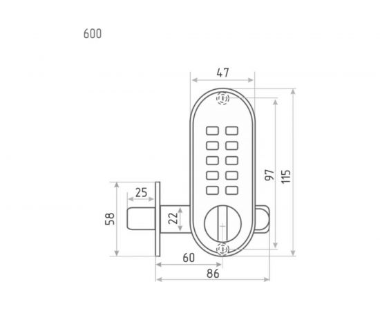 Кодовый замок НОРА-М 600 мат.хром 8690 – изображение 4