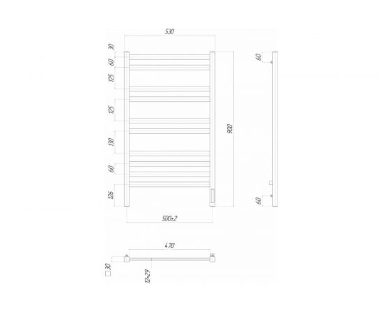 Электрический полотенцесушитель Lemark Melange П10 500x900, диммер справа, хром LM49910Z – изображение 5