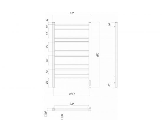 Электрический полотенцесушитель Lemark Unit П10 500x900, диммер справа, хром LM45910Z – изображение 5