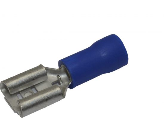 Плоский изолированный наконечник KLR RRD-2638 с манжетой мама 6,3x0,8 Синий НУ=100шт 6502638 