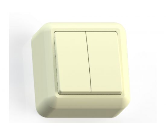 Выключатель Кунцево-Электро ОПТИМА открытой установки двухклавишный 10А А510-380 с/к 8033 