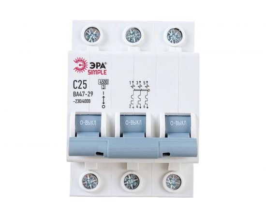 Автоматический выключатель ЭРА SIMPLE ВА 47-29 3P 25А C 4,5кА Б0039240 