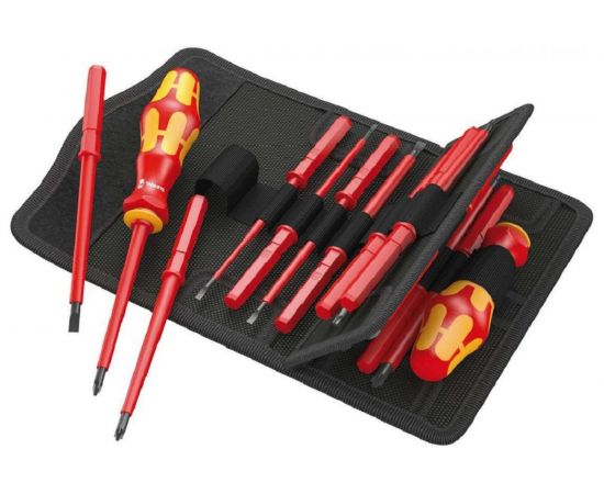 Набор отвёрток-насадок диэлектрических с рукояткой-держателем Wera, VDE, 17 предметов, WE-059030 