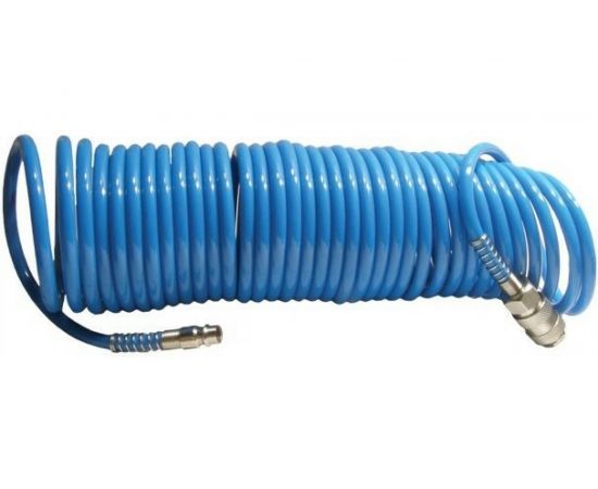 Шланг спиральный полиуретановый с быстроразъемными соединениями (10 м; 5.5х8 мм; 15 бар) INTERTOOL PT-1707 