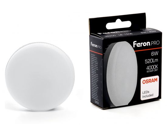 Светодиодная лампа FERON 6W 230V GX53 4000K, LB-1506 38200 