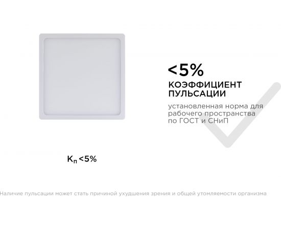 Светодиодная панель Apeyron накладная квадратная 220В, 15Вт, алюминиевый корпус, изолированный драйвер ДН 06-46 – изображение 11