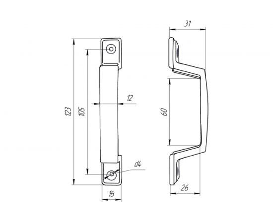 Ручка-скоба Латунина РС-60-С антик серебро 6440 – изображение 2