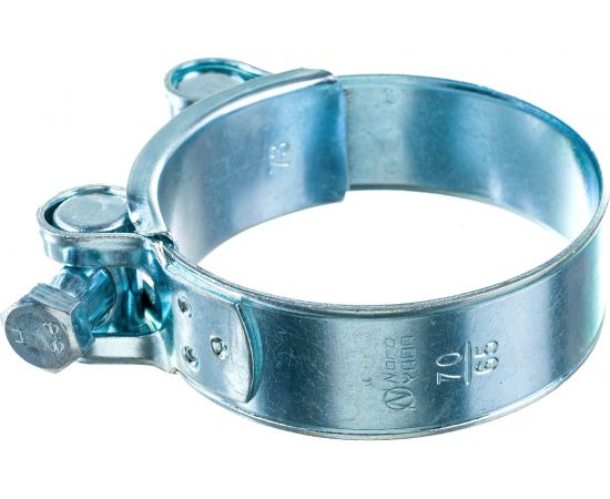 Силовой хомут Nord-Yada Д: 65-70 мм, Ш: 22 мм, Т: 1,2 мм, болт: М6х55, оцинкованная сталь 905998 – изображение 2