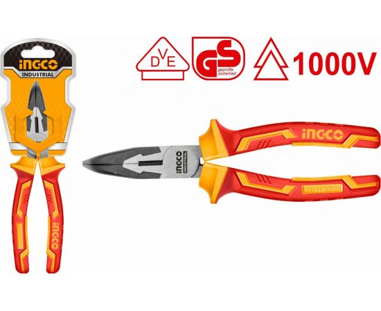 Диэлектрические изогнутые длинногубцы INGCO 200 мм INDUSTRIAL HIBNP28208 – изображение 2