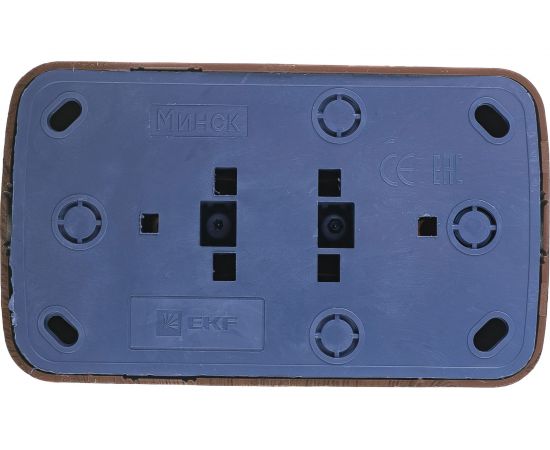 2-местная розетка EKF ОП Минск 16А с заземлением тёмное дерево SQEGR16-128-40 – изображение 2