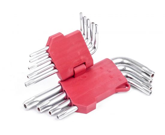 Набор Г-образных ключей INTERTOOL TORX с отверстием 9шт., Т10-Т50, Cr-V HT-0604 – изображение 2