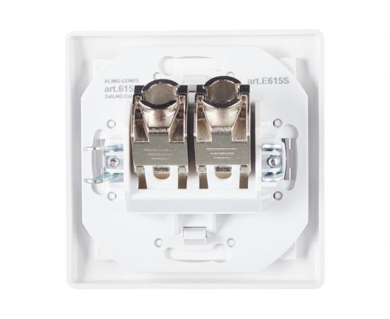 Коммуникационная двойная розетка Aling-conel PRESTIGE RJ45 Cat6 FTP, белая 615S.000 114015 – изображение 2