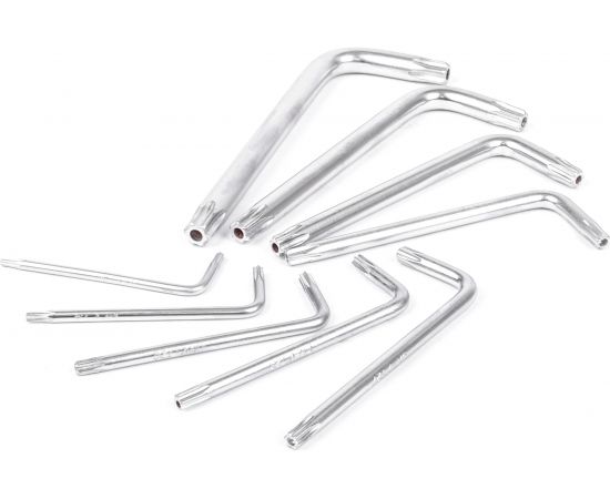 Набор Г-образных ключей INTERTOOL TORX с отверстием 9шт., Т10-Т50, Cr-V HT-0604 – изображение 4