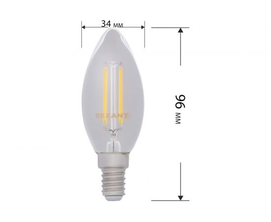 Филаментная лампа REXANT Свеча CN35 9.5 Вт 2700K E14 604-091 – изображение 5