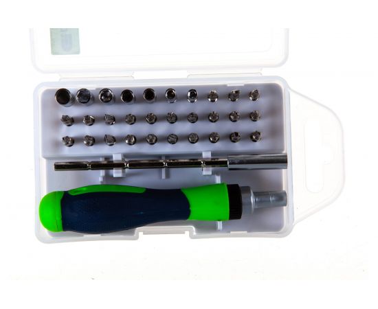 Реверсивная отвертка для точных работ с набором бит и торцевых головок СИБРТЕХ 32 предмета 13370 – изображение 6