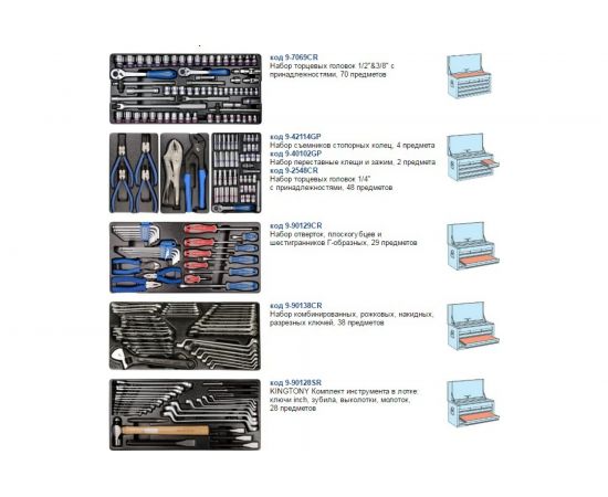 Универсальный набор инструментов 219 предметов KING TONY 911-000CR – изображение 8