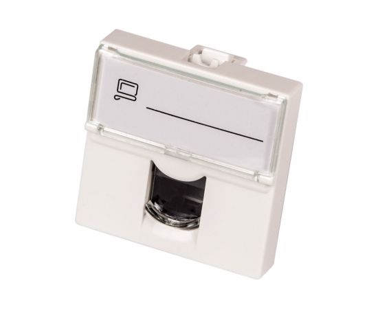 Вставка LANMASTER Mosaic, категория 5e, со шторкой и увеличенным окном маркировки, белая LAN-SIP-23U5E-WH 