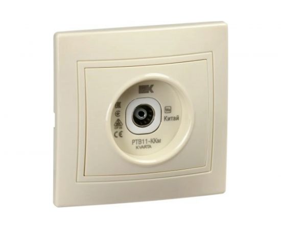Розетка IEK KVARTA телевиз. проход. РТВ11-ККм крем. KV-A10-P-K33 