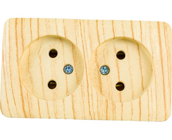 Двойная розетка Lezard VIOLA, без заземления, закрытый корпус, керамика, белёный дуб 751-5200-128 