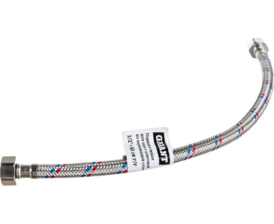 Гибкая подводка для воды Gigant с оплеткой из нержавеющей стали, 1/2""х40 см, г/г P-40-GG 