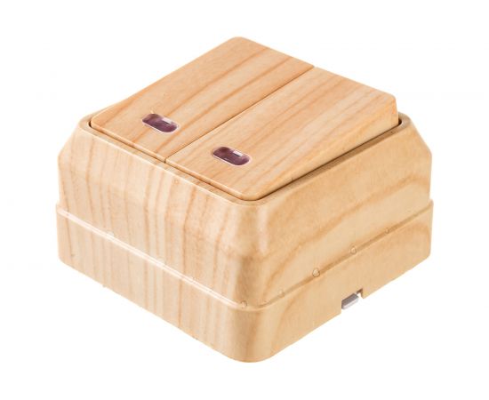 Двухклавишный выключатель IEK ВС20-2-1-ОС, с индикацией, 10А, ОКТАВА, сосна EVO21-K03-10-DC 