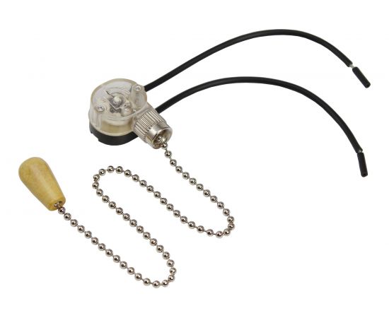 Выключатель для бра REXANT с серебряной цепочкой 270 мм и проводами, деревянный наконечник 06-0242-A 