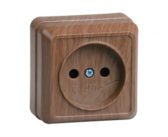 Одноместная розетка IEK РС20-2-ОД, без заземляющего контакта, 10А, открытой установки, ОКТАВА, дуб ERO10-K04-10-DC 