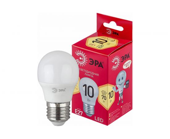 Светодиодная лампочка ЭРА RED LINE LED P45-10W-827-E27 R E27 / Е27 10 Вт шар теплый белый свет Б0050698 – изображение 2