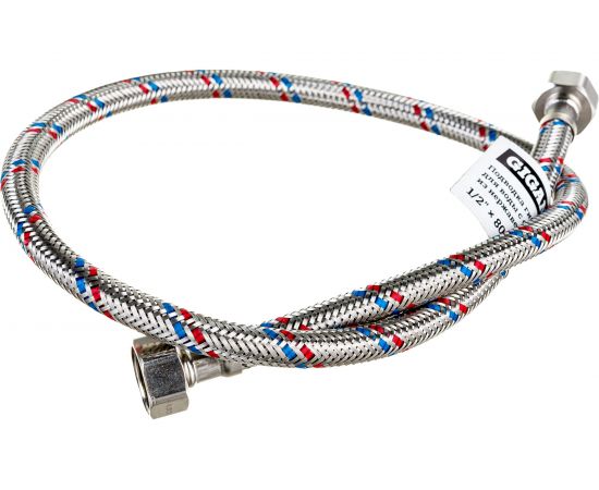 Гибкая подводка для воды Gigant с оплеткой из нержавеющей стали, 1/2""х80 см, г/г P-80-GG – изображение 2
