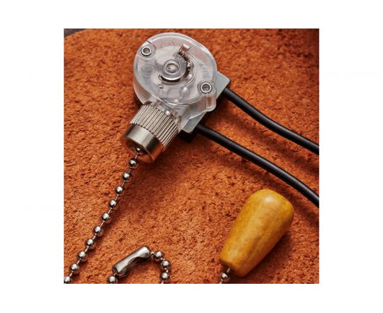 Выключатель для бра REXANT с серебряной цепочкой 270 мм и проводами, деревянный наконечник 06-0242-A – изображение 2