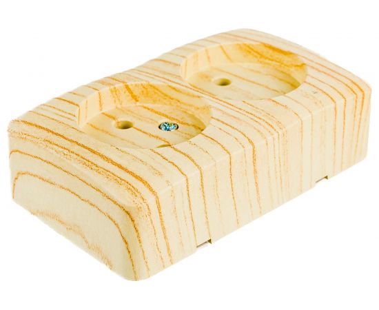 Двойная розетка Lezard VIOLA, без заземления, закрытый корпус, керамика, белёный дуб 751-5200-128 – изображение 3