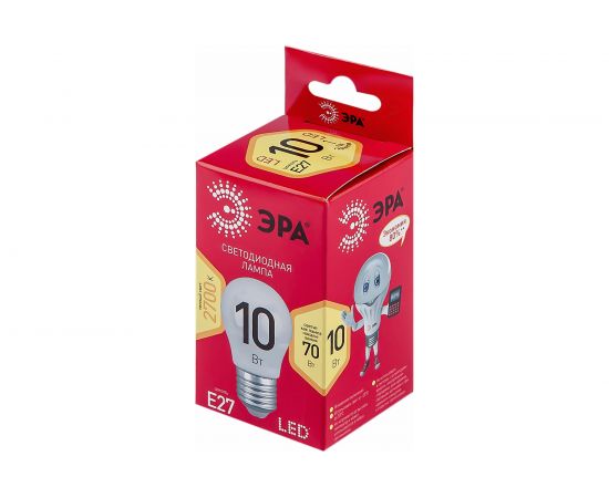 Светодиодная лампочка ЭРА RED LINE LED P45-10W-827-E27 R E27 / Е27 10 Вт шар теплый белый свет Б0050698 – изображение 3