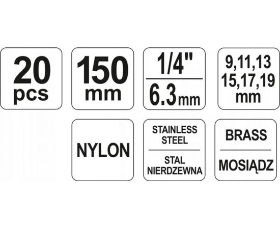 Набор ершей с наружной резьбой YATO 20 предметов в сумке YT-08195 – изображение 4