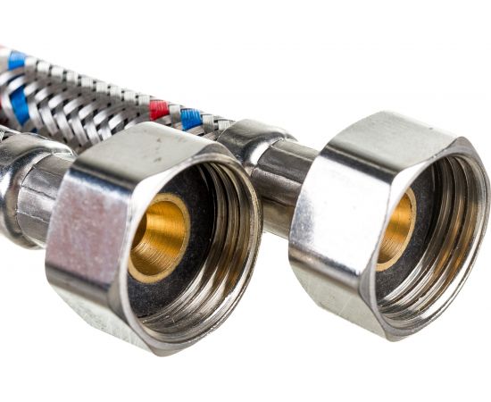 Гибкая подводка для воды Gigant с оплеткой из нержавеющей стали, 1/2""х100 см, г/г P-100-GG – изображение 4