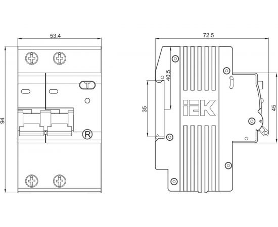 Дифференциальный автомат IEK АД12М 2Р С 10А 30мА MAD12-2-010-C-030 – изображение 6