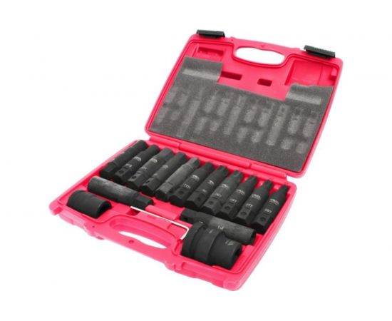 Набор ударных бит 3/4"" SPLINE Е18-24, TORX Т60-100, HEX Н17-24 с держателем 3/4"", 1"" 107 мм (16 предметов) JTC J616C 