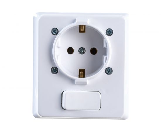 Розетка с заземлением 16A, 250В и выключателем 10А, 250В NE-AD IP20 Белый 1001-A 