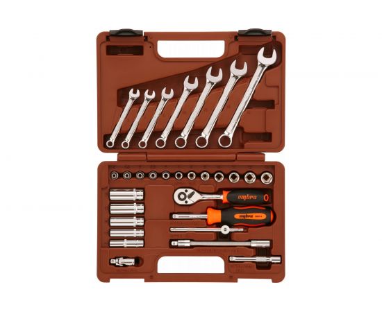 Набор торцевых головок 1/4"" и комбинированных ключей, 30 предметов Ombra OMT30S 55482 