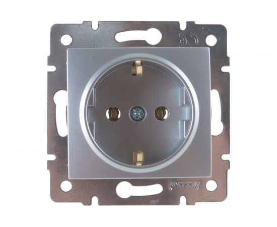 Розетка Lezard KARINA с заземлением, ПБТ, матовое серебро 707-4388-122B – изображение 3