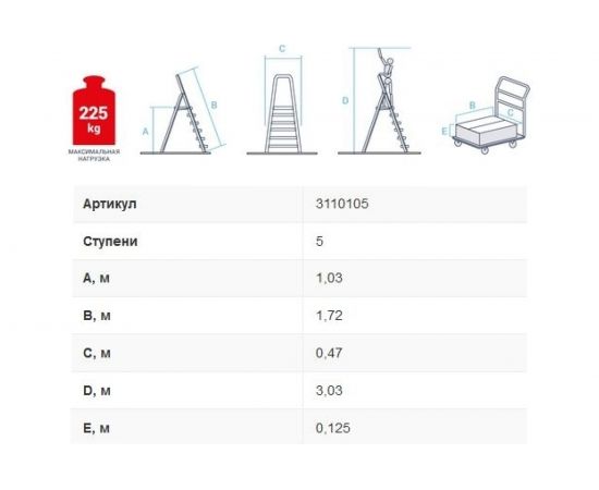 Стремянка Новая высота 5 ступеней 3110105 – изображение 4