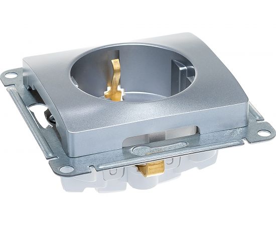 Розетка Schneider Electric Glossa Алюминий с заземлением со шторками GSL000345 – изображение 4